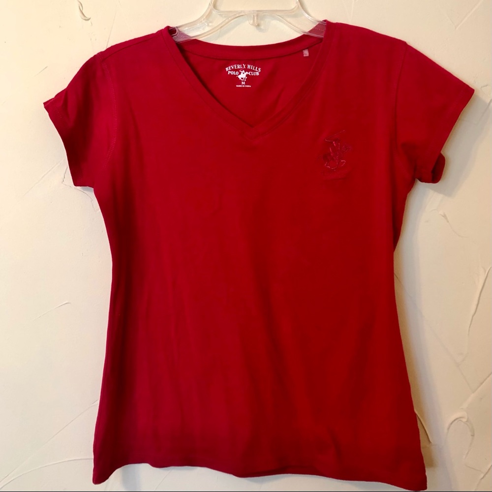Beverly Hills Polo Club Red V-Neck Shirt